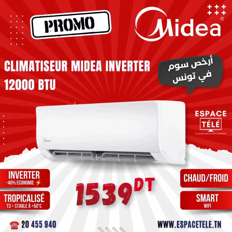 Slide Mobile Climatiseur Midea Inverter Espace Tele